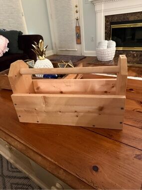 Handmade Solid Pine Wooden Tool
Box Caddy Rustic Garden Tote
Organizer 17.5x7×10